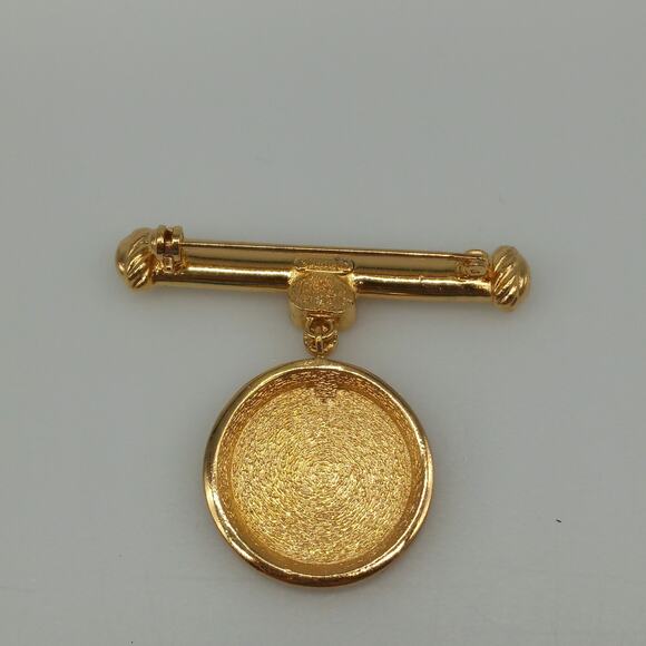 Vintage Limited Edition Rare Grosse Germany Gold Circle Brooch Rhinestone - Picture 5 of 9